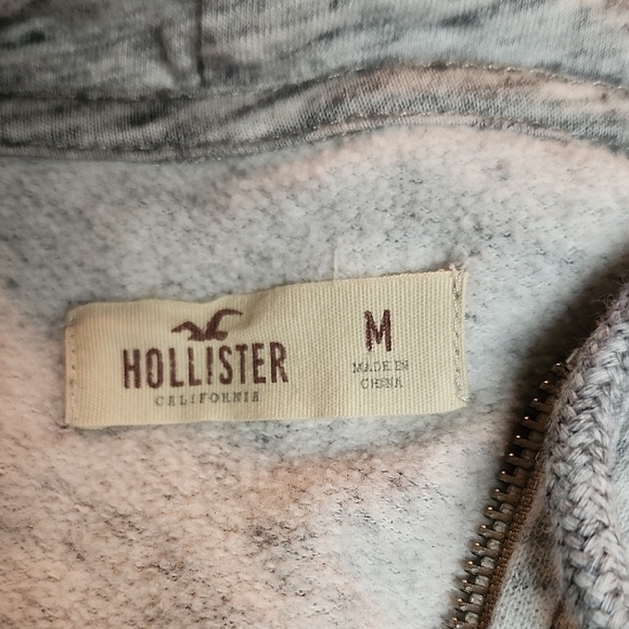 CLEARANCE Hollister Zip Hoodie Gray Boho Womens Sweatshirt Top Logo Graphic Med - Picture 9 of 10